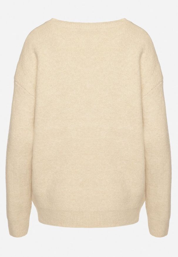 Born2be - Beżowy Sweter z Wiskozą oraz Kaszmirem Nelilena. Okazja: na co dzień. Kolor: beżowy. Materiał: kaszmir, wiskoza. Długość rękawa: długi rękaw. Długość: długie. Styl: casual, elegancki