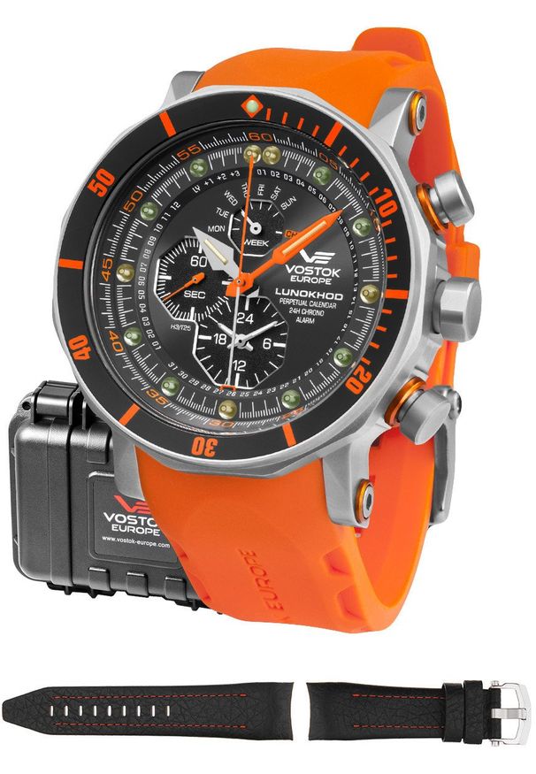 Zegarek męski Vostok Europe YM86-620A506S pomarańczowy. Kolor: pomarańczowy