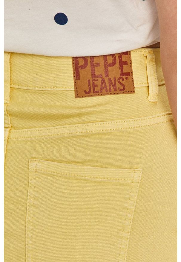 Pepe Jeans Spódnica kolor żółty. Okazja: na co dzień. Kolor: żółty. Styl: casual