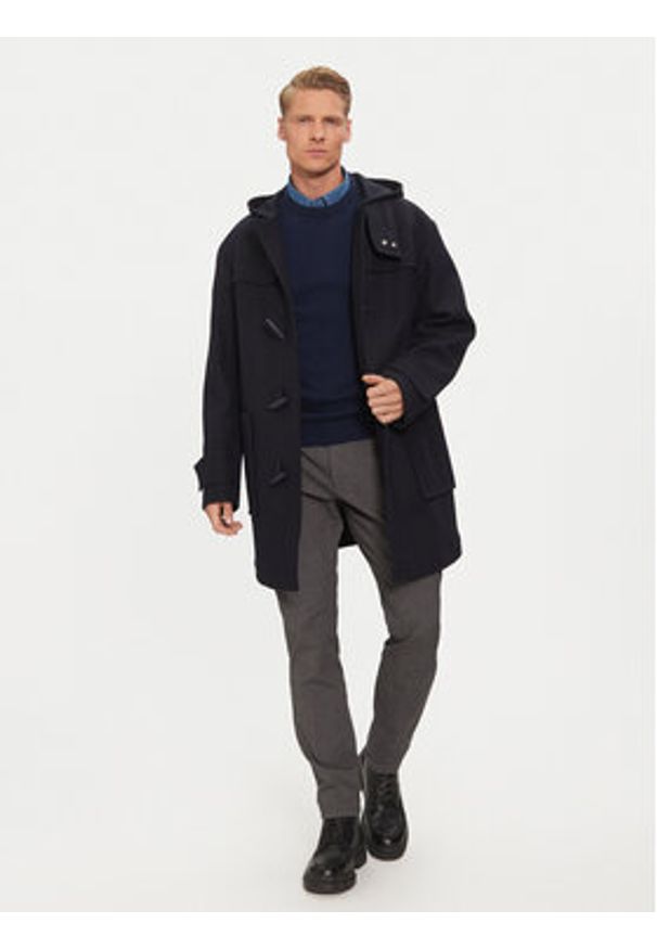 BOSS Płaszcz wełniany 50528188 Granatowy Regular Fit. Kolor: niebieski. Materiał: syntetyk