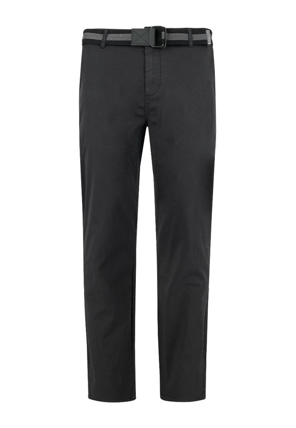 Volcano - Grafitowe spodnie męskie chinosy R-MATER. Kolor: szary. Materiał: materiał, bawełna, elastan, tkanina, włókno. Wzór: aplikacja. Styl: klasyczny