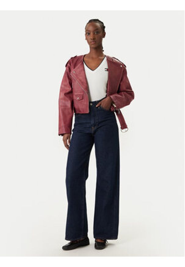 Tommy Jeans T-Shirt DW0DW22275 Biały Slim Fit. Kolor: biały. Materiał: bawełna