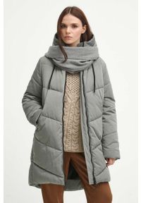 medicine - Medicine płaszcz damski kolor zielony zimowy. Kolor: zielony. Sezon: zima