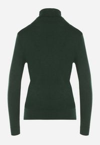 Born2be - Ciemnozielony Klasyczny Golf z Bawełną Reilisea. Okazja: na co dzień. Typ kołnierza: golf. Kolor: zielony. Materiał: bawełna. Styl: klasyczny #2