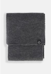 Volcano - Grafitowy szal zimowy męski H-ALDEN. Kolor: szary. Materiał: akryl, dzianina, włókno, materiał. Wzór: melanż, aplikacja, ze splotem. Sezon: zima. Styl: klasyczny, elegancki #1