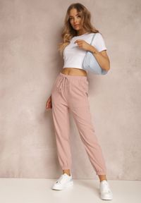 Renee - Ciemnoróżowe Spodnie Callehe. Kolor: różowy. Materiał: tkanina. Wzór: gładki, jednolity