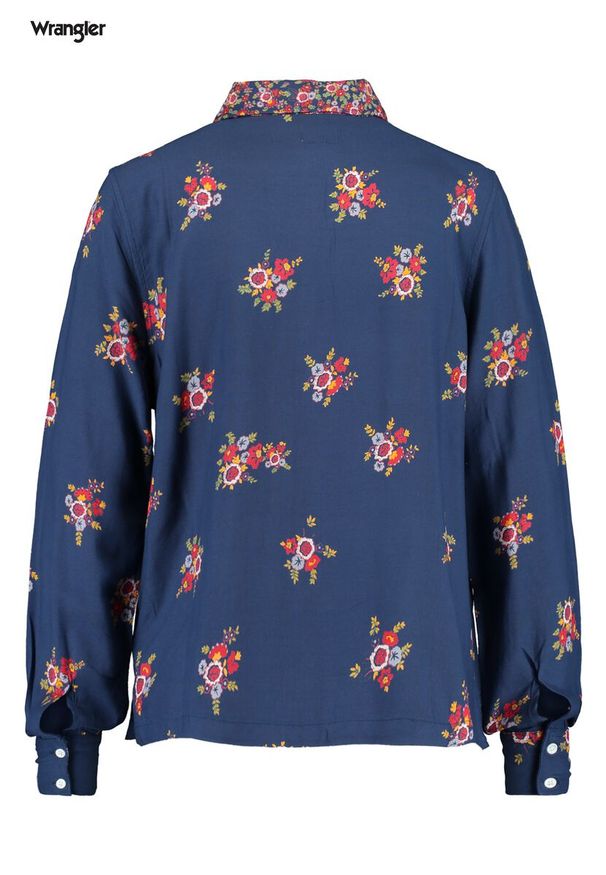 Wrangler - WRANGLER COMBI SHIRT DAMSKA KOSZULA MATERIAŁOWA BLUE DEPTHS W5N7TIXJY 112130267. Materiał: materiał
