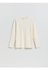 Reserved - Longsleeve regular z włóknem bambusowym - złamana biel. Materiał: włókno. Długość rękawa: długi rękaw