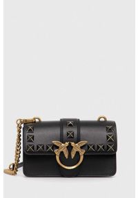 Pinko torebka skórzana kolor czarny. Kolor: czarny. Materiał: skórzane