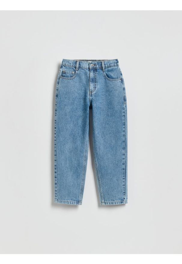 Reserved - Spodnie carrot fit - niebieski. Kolor: niebieski