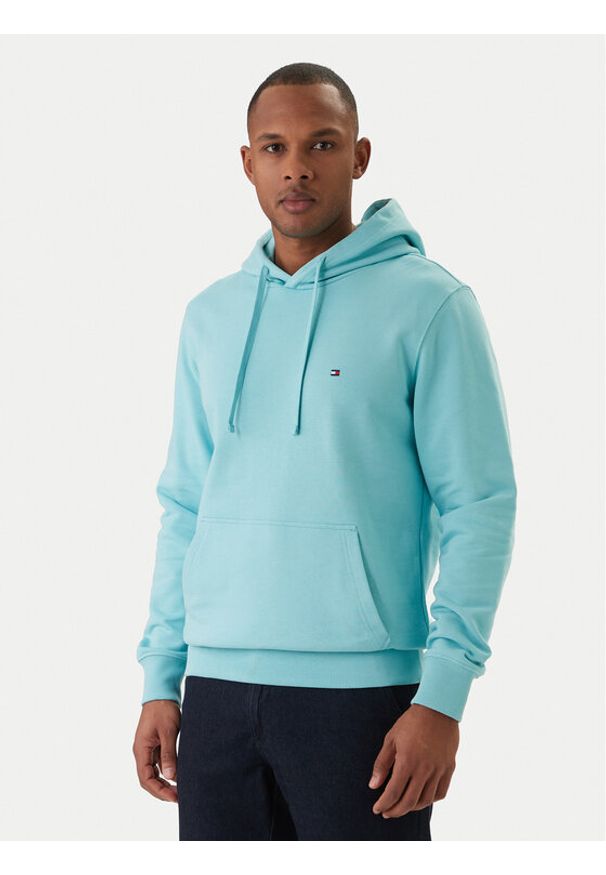 TOMMY HILFIGER - Tommy Hilfiger Bluza Essential MW0MW37235 Turkusowy Regular Fit. Kolor: turkusowy. Materiał: bawełna