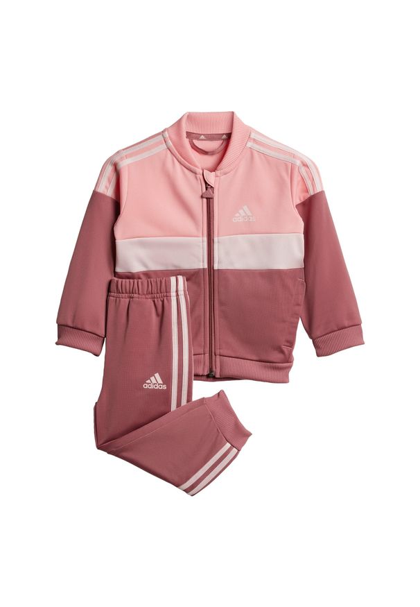 Adidas - Dres Tiberio 3-Stripes Colorblock Shiny Kids. Okazja: na uczelnię. Kolor: czerwony, różowy, wielokolorowy. Materiał: dresówka. Styl: sportowy
