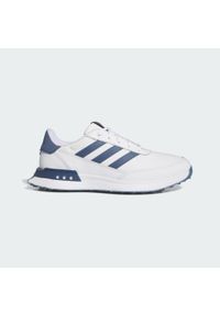Adidas - Buty S2G Spikeless Leather 24 Golf. Kolor: niebieski, biały, szary, wielokolorowy. Materiał: skóra. Szerokość cholewki: normalna. Sport: golf