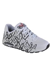 skechers - Buty do chodzenia damskie Skechers Uno Spread The Love. Zapięcie: sznurówki. Kolor: biały. Materiał: materiał, syntetyk. Szerokość cholewki: normalna. Sport: turystyka piesza