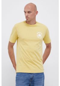 Converse T-shirt bawełniany kolor żółty z nadrukiem. Okazja: na co dzień. Kolor: żółty. Materiał: bawełna. Wzór: nadruk. Styl: casual