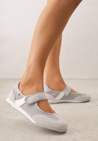 Renee - Szare Tenisówki Typu Sneakeriny Ozdobione Napisem Emirinne. Okazja: na co dzień. Zapięcie: rzepy. Kolor: szary. Wzór: aplikacja, napisy. Styl: casual #8