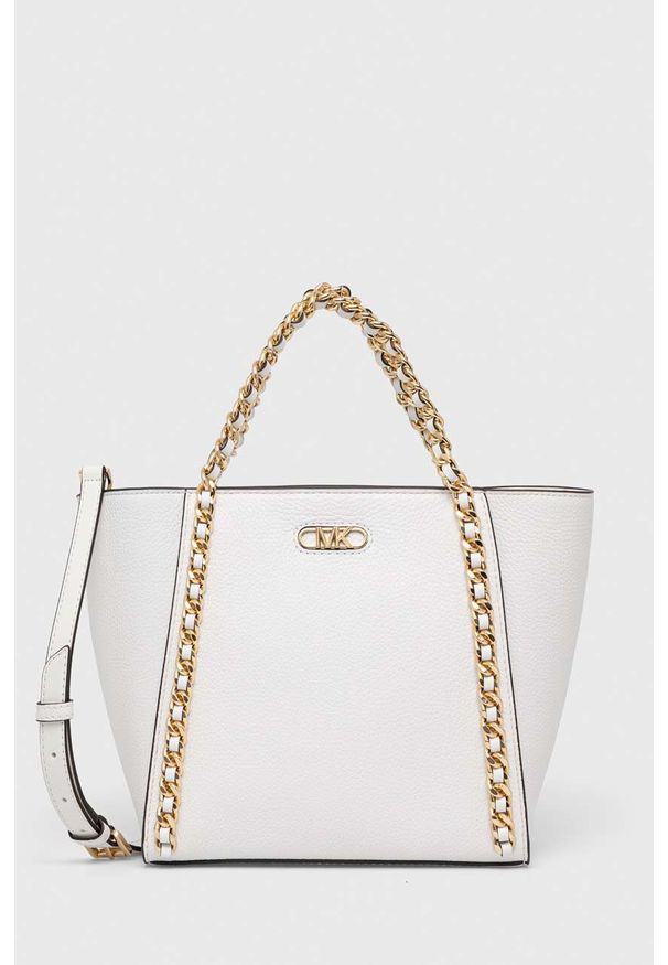 MICHAEL Michael Kors torebka skórzana kolor biały. Kolor: biały. Materiał: skórzane