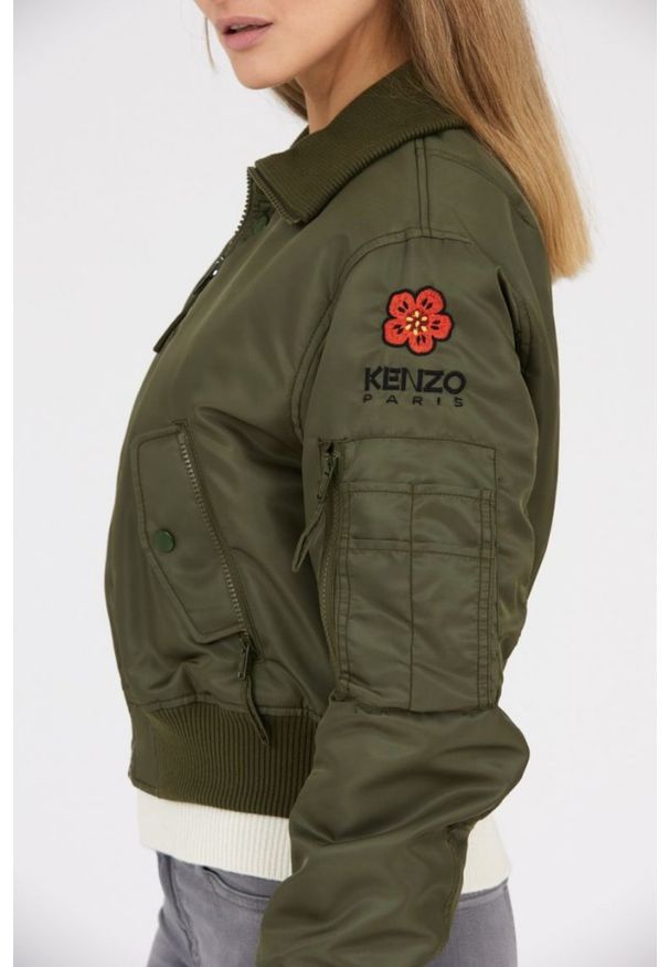Kenzo - KENZO Zielona kurtka bomberka damska boke flower, Rozmiar XS. Kolor: zielony