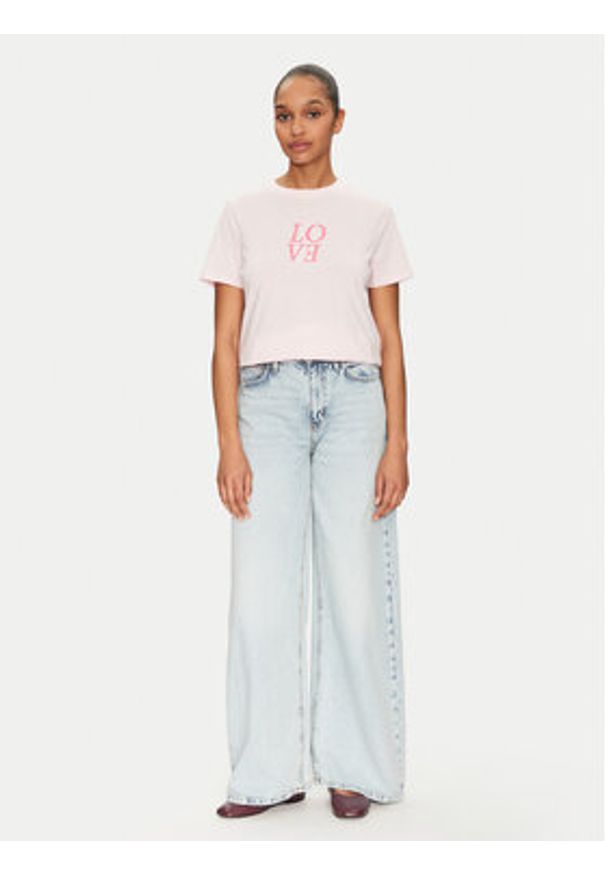 Pieces T-Shirt Skylar 17155376 Różowy Regular Fit. Kolor: różowy. Materiał: bawełna