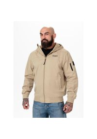 PITBULL - Kurtka przejściowa męska Pitbull z kapturem Longwood. Typ kołnierza: kaptur. Kolor: beżowy. Materiał: softshell