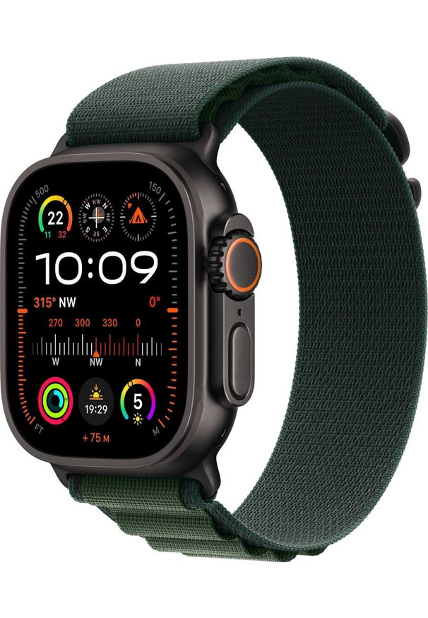 APPLE - Smartwatch Apple Watch Ultra 2 GPS + Cellular 49mm Black Titanium Case Alpine Loop Small Zielony (S71009945). Rodzaj zegarka: smartwatch. Kolor: zielony