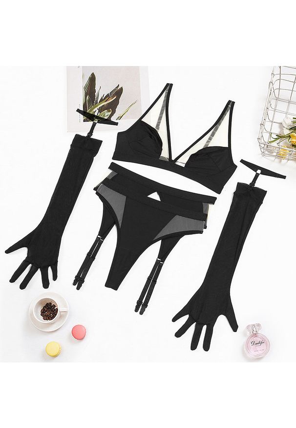 Intica - Komplet bielizny z regulowanymi paskami na specjalne okazje Latoria. Kolor: czarny. Materiał: materiał