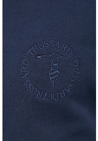 Trussardi Jeans - Trussardi bluza bawełniana męska kolor granatowy gładka. Kolor: niebieski. Materiał: bawełna. Wzór: gładki #3