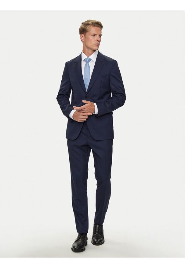 BOSS - Boss Garnitur H-Houston 50518120 Granatowy Slim Fit. Kolor: niebieski. Materiał: wełna