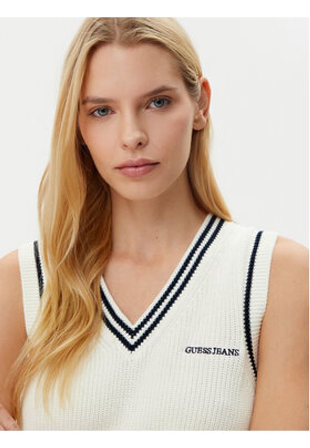 Guess Jeans Sweter W5GR02 Z3HM1 Écru Regular Fit. Materiał: bawełna