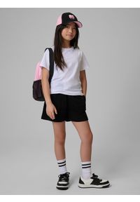 4f - 4F T-shirt regular gładki dziewczęcy - biały 140 (9-10 lat). Okazja: na uczelnię, na co dzień, na spacer. Kolor: biały. Materiał: materiał, bawełna, skóra, dzianina. Wzór: gładki. Sezon: lato. Styl: casual #2