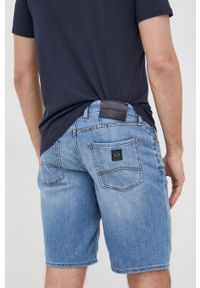 Armani Exchange szorty jeansowe męskie. Kolor: niebieski. Materiał: jeans #4