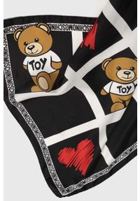 MOSCHINO - Moschino apaszka jedwabna kolor czarny wzorzysta. Kolor: czarny. Materiał: jedwab #2