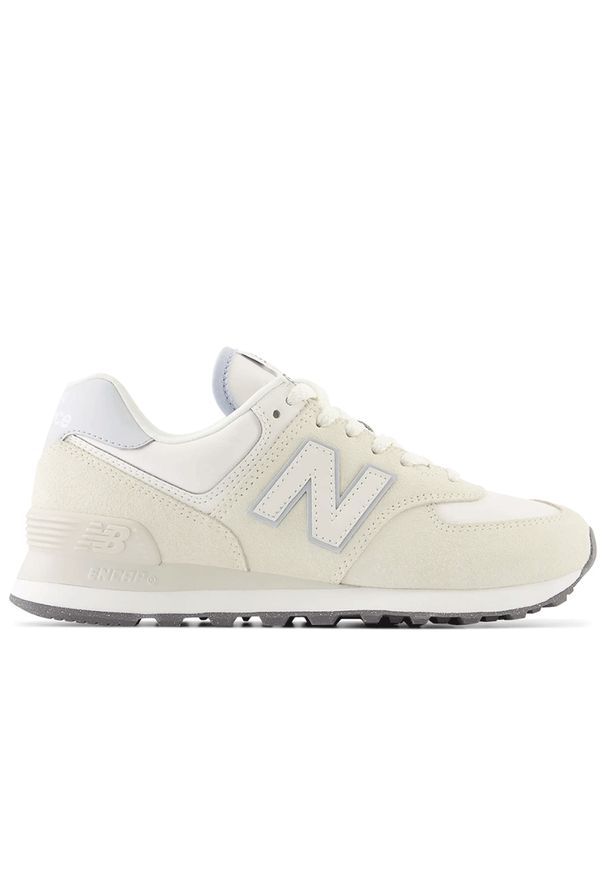 Buty New Balance WL574AA2 - beżowe. Zapięcie: sznurówki. Kolor: beżowy. Materiał: guma, skóra, zamsz, materiał, syntetyk. Szerokość cholewki: normalna. Model: New Balance 574