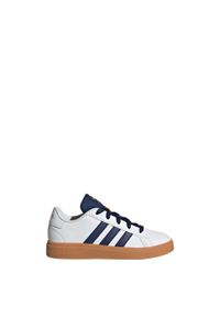 Adidas - Buty Grand Court Lifestyle Tennis Lace-Up. Kolor: brązowy, niebieski, wielokolorowy, biały. Materiał: materiał. Sport: turystyka piesza