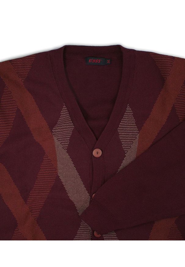 Czerwony sweter Kings elegancki, w geometryczne wzory