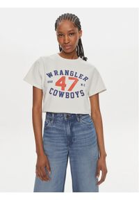 Wrangler T-Shirt 112350277 Écru Regular Fit. Materiał: bawełna