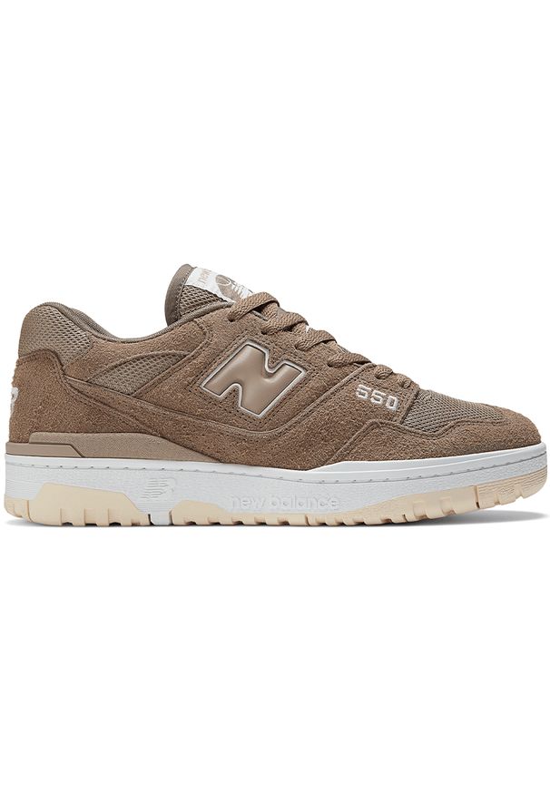 Buty męskie New Balance BB550PHA – brązowe. Okazja: na co dzień. Kolor: brązowy. Materiał: skóra, materiał, syntetyk. Szerokość cholewki: normalna