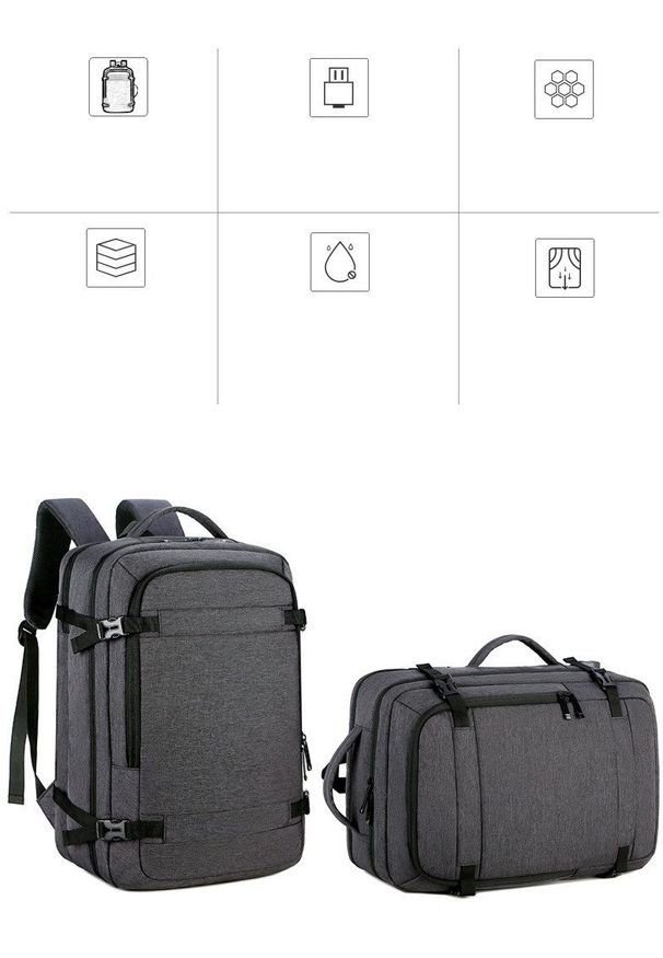 Tomtoc - PLECAK NA LAPTOPA BIZNESOWY Plecak Wielofunkcyjny Do Samolotu PODRÓŻNY. Styl: biznesowy