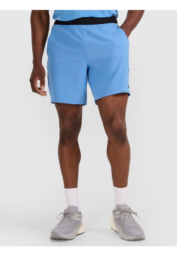 4f - 4F Spodenki treningowe szybkoschnące męskie - niebieskie XL. Kolor: niebieski. Materiał: włókno, syntetyk, materiał. Długość: krótkie. Sport: fitness