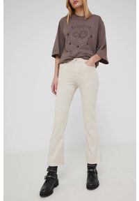 Answear Lab jeansy damskie kolor beżowy medium waist. Kolor: beżowy. Styl: wakacyjny
