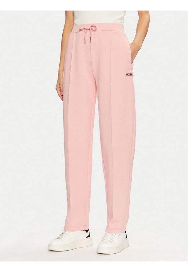 Guess Spodnie materiałowe V5RB01 KCLD1 Różowy Regular Fit. Kolor: różowy. Materiał: bawełna, syntetyk