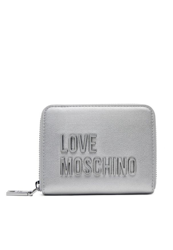 Love Moschino - LOVE MOSCHINO Mały Portfel Damski JC5613PP1MKD196B Srebrny. Kolor: srebrny. Materiał: skóra