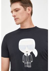 Karl Lagerfeld t-shirt bawełniany 500251.755071 kolor czarny z nadrukiem. Kolor: czarny. Materiał: bawełna. Wzór: nadruk