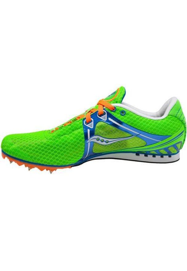 Buty do biegania męskie Saucony Velocity 5. Zapięcie: sznurówki. Kolor: zielony. Materiał: materiał, tkanina, syntetyk. Szerokość cholewki: normalna. Sport: bieganie