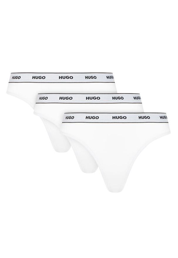 Hugo - HUGO Komplet 3 par stringów 50480150 Biały. Kolor: biały. Materiał: bawełna