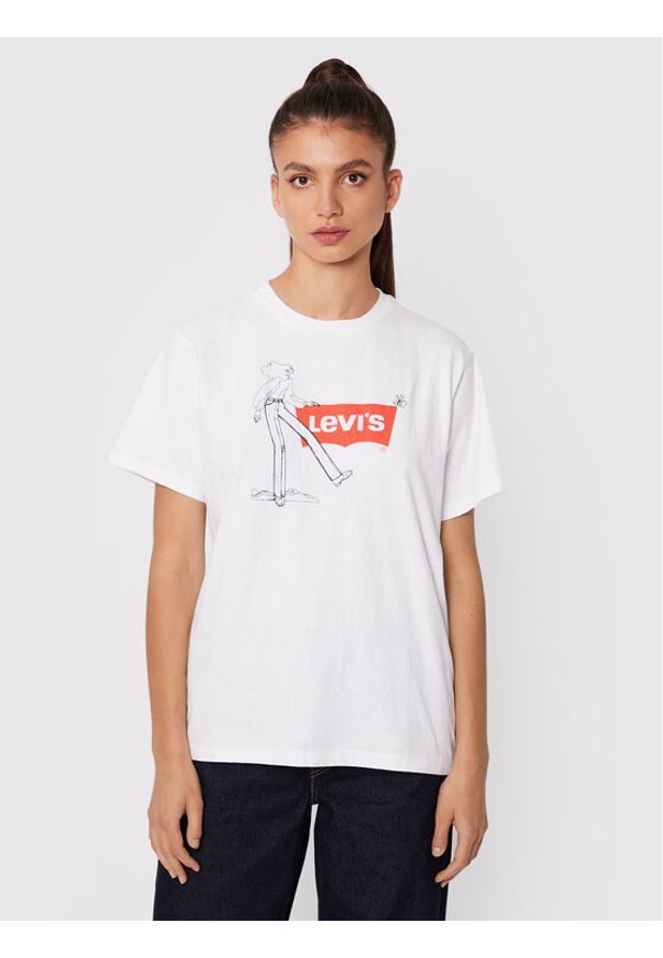 Levi's® T-Shirt Graphic Jet A0345-0032 Biały Loose Fit. Kolor: biały. Materiał: bawełna