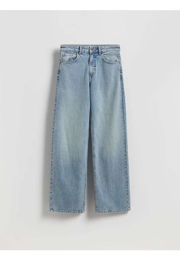 Reserved - Jeansy wide leg - niebieski. Stan: podwyższony. Kolor: niebieski