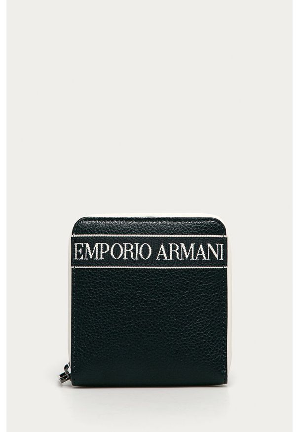 Emporio Armani - Portfel skórzany. Kolor: niebieski. Materiał: skóra. Wzór: gładki