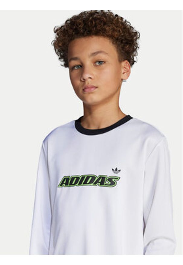 Adidas - adidas Bluzka JV8662 Biały Loose Fit. Kolor: biały. Materiał: syntetyk
