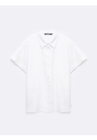 Big-Star - Koszula damska lniana biała Riore 101. Okazja: na spacer, na plażę. Typ kołnierza: kołnierzyk klasyczny. Kolor: biały. Materiał: len. Długość rękawa: krótki rękaw. Długość: krótkie. Sezon: lato. Styl: klasyczny, wakacyjny, elegancki #3